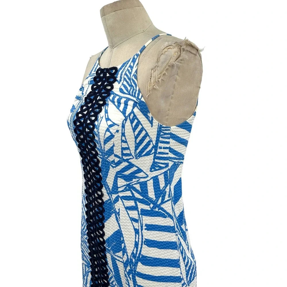 Lilly Pulitzer Annabelle Shift Dress Bay Yacht Sea Bau Blue Striped Size 0 - Picture 6 of 12